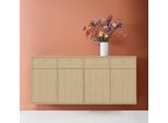 Sideboard HAMMEL FURNITURE "Mistral, Hochwertig Schrank, hängend/stehend montierbar", weiß (eiche weiß pigmentiert), B:177cm H:80cm T:42cm, Sideboards, Sideboard, mit Türen und Schubladen, B: 177 cm, anpassungsbar Designmöbel