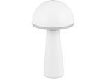 LED Außen-Tischleuchte REALITY LEUCHTEN "FUNGO", weiß (weiß matt), H:31cm Ø:16cm, Leuchten, Outdoor Akku Tischlampe inkl Ladestation USB-C, Lichtfarbe einstellbar