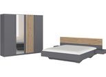 Schlafzimmer-Set RAUCH "Komplettzimmer Komplett Set Schrank 226 cm Bett 160/180 cm LAMELLA", grau (graumetallic, eiche artisan), CLASSIC + ohne Matratze, B/H: 180cm x 200cm, CLASSIC, Holzwerkstoff, Schlafzimmermöbel-Sets