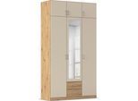 Kleiderschrank RAUCH "Schrank Garderobe Wäscheschrank GAMMA in 4 Breiten 91-226 cm", eiche artisan, champagner, griffe alu, B:136cm H:248cm T:54cm, Holzwerkstoff, Schränke, Kleiderschrank, mit Schubladen und Schrankaufsatz sowie Spiegel MADE IN GERMANY
