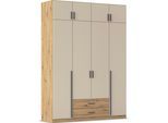 Kleiderschrank RAUCH "Schrank Garderobe Wäscheschrank GAMMA in 4 Breiten 91-226 cm", beige (eiche artisan, champagner, griffstangen graumetallic), B:181cm H:248cm T:54cm, Holzwerkstoff, Schränke, Kleiderschrank, mit Schubladen und Schrankaufsatz, schlichtes Design MADE IN GERMANY