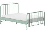 Metallbett VIPACK "Bronxx, standfest gebaut, gradlinige Optik in zeitlosem Design", grün (grün matt, grün matt, grün matt), B:146,5cm H:110cm L:207cm, Betten, inkl. Lattenrost, Mittelsteg und Fußstütze unter der Liegefläche