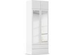 Kleiderschrank RAUCH "Schrank Garderobe Wäscheschrank GAMMA in 4 Breiten 91-226 cm", alpinweiß, griffe weiß, B:91cm H:248cm T:54cm, Holzwerkstoff, Schränke, Kleiderschrank, mit Schubladen und Schrankaufsatz sowie Spiegel MADE IN GERMANY