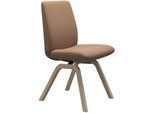 Polsterstuhl STRESSLESS "Laurel", braun (latte batick, eiche natur), B:49cm H:92cm T:59cm, Leder BATICK: BATICK ist ein leicht korrigiertes, durchgefärbtes und genarbtes Möbelleder, bei dem die meisten Unebenheiten und Spuren in der Regel entfernt wurden., Stühle, Polsterstuhl, Low Back, Größe L, mit schräggestellten Beinen in Eiche natur