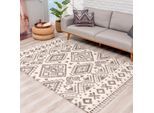 Hochflor-Teppich CARPET CITY "Pulpy 541" Gr. 33, beige (creme), B:80cm H:30mm L:250cm, Kunstfaser, Teppiche, Fransenteppich, besonders weich, mit Fransen, Ethno Look