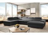 Wohnlandschaft SIT & MORE "Valantine U-Form, B: 349 cm", schwarz, B:349cm H:73cm T:226cm, NaturLEDER;Spannstoff, Sofas, Wohnlandschaft, mit Arm- & Kopfteilverstellung, optional mit Bettfunktion