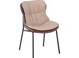 Polsterstuhl KAYOOM, beige (beige, hellbraun, beige, hellbraun), B:54cm H:84cm T:64cm, Eisen, Kunstleder, Stühle, Polsterstuhl, pflegeleicht, bequem, angenehme Sitzfläche, mit trendigen Ziernähten