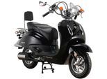 Motorroller ALPHA MOTORS "Retro Firenze", schwarz (schwarz, schwarz), Motorroller, 25 km/h, im Retro-Look, B:85cm H:108,5cm L:189cm