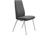 Polsterstuhl STRESSLESS "Laurel", grau (grau batick, chrom glänzend), B:57cm H:105cm T:60cm, Leder BATICK: BATICK ist ein leicht korrigiertes, durchgefärbtes und genarbtes Möbelleder, bei dem die meisten Unebenheiten und Spuren in der Regel entfernt wurden., Stühle, Polsterstuhl, High Back, Größe L, mit Beinen aus Stahl in Chrom glänzend