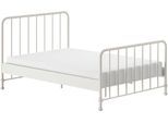 Metallbett VIPACK "Bronxx, standfest gebaut, gradlinige Optik in zeitlosem Design", weiß (weiß matt, weiß matt, weiß matt), B:146,5cm H:110cm L:207cm, Betten, inkl. Lattenrost, Mittelsteg und Fußstütze unter der Liegefläche