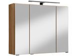 Spiegelschrank WELLTIME "Trento, verschiedene Ausführungen und Farben", braun (wotaneiche), B:80cm H:64cm T:20cm, Schränke, Spiegelschrank, Breite 80 cm, mit 3D-Effekt, Spiegeltüren, Inklusive LED-Beleuchtung
