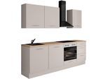 Küchenzeile IMPULS KÜCHEN "Kopenhagen", Ausrichtung wählbar, Schubkästen mit Soft-Close", küche: weiß, front: magnolienweiß, korpus: magnolienweiß, arbeitsplatte: eiche, nachbildung summerfield, B:220cm H:220,6cm T:60cm, Komplettküchen-Sets, Küchenzeile, vormontiert, wahlweise mit E-Geräten, Breite 220 cm