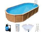 Schwimmbecken KWAD "»Supreme« all in Premium Folie", grau (anthrazit, farbe innen: grau), B:360cm H:132cm L:610cm, Schwimmbecken, BxLxH: 360x610x132cm, inkl. Bodenisolationsset