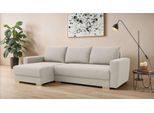Ecksofa HOME AFFAIRE "MAGHERA universell Schlafsofa mit Bettkasten, Maße B/T/H: 255/142/84cm", creme, B:255cm H:84cm T:142cm, 100% Polyester, Sofas, Ecksofa, L-Form mit Recamiere rechts oder links montierbar, hoher Sitzkomfort