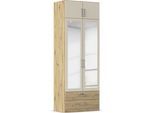 Kleiderschrank RAUCH "Schrank Garderobe Wäscheschrank GAMMA in 4 Breiten 91-226 cm", eiche artisan, champagner, griffe chrom, B:91cm H:248cm T:54cm, Holzwerkstoff, Schränke, Kleiderschrank, mit Schubladen und Schrankaufsatz sowie Spiegel MADE IN GERMANY