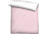 Wendebettbezug BIBERNA "Mix & Match in Größe 135x200 oder 155x220 cm", rosa (rosa, sterne), B:155cm L:220cm, Mako-Satin, Obermaterial: 100% Baumwolle, Bettbezüge, Bettbezug aus Baumwolle, gemusterte Bettwäsche mit Wendeoptik