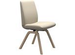 Polsterstuhl STRESSLESS "Laurel", beige (cream batick, eiche natur), B:49cm H:92cm T:59cm, Leder BATICK: BATICK ist ein leicht korrigiertes, durchgefärbtes und genarbtes Möbelleder, bei dem die meisten Unebenheiten und Spuren in der Regel entfernt wurden., Stühle, Polsterstuhl, Low Back, Größe L, mit schräggestellten Beinen in Eiche natur