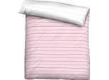 Wendebettbezug BIBERNA "Mix & Match in Größe 135x200 oder 155x220 cm", rosa (rosa, streifen), B:200cm L:200cm, Mako-Satin, Obermaterial: 100% Baumwolle, Bettbezüge, Bettbezug aus Baumwolle, gemusterte Bettwäsche mit Wendeoptik