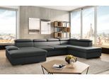 Wohnlandschaft SIT & MORE "Valantine U-Form, B: 349 cm", grau (anthrazit), B:349cm H:73cm T:226cm, Sofas, Wohnlandschaft, mit Arm- & Kopfteilverstellung, optional mit Bettfunktion