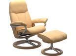 Relaxsessel STRESSLESS "Consul", gelb, B:78cm H:97cm T:70cm, Leder BATICK: BATICK ist ein leicht korrigiertes, durchgefärbtes und genarbtes Möbelleder, bei dem die meisten Unebenheiten und Spuren in der Regel entfernt wurden.;Leder PALOMA: PALOMA ist ein durchgefärbtes Semianilin-Möbelleder mit natürlicher Narbung.;ROHLEDER Stoff Q2 FARON: Ein fester zuverlässiger Bouclé mit einem strukturierten A