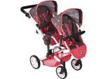Puppen-Zwillingsbuggy CHIC2000 "Linus Duo", bunt (butterfly koralle), Puppenwagen, KinderB:80cm H:79cm T:80cm, Kunststoff, Polyester, Stahl, mit zwei abnehmbaren, bis in Liegeposition verstellbaren Sportsitzen, B:80cm H:79cm T:80cm
