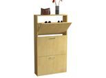 Schuhschrank VCM "Holz Regal Schuhschrank Schuhkipper Sulos M", braun (honig, eiche), B:59cm T:17cm, Obermaterial: 100% Holz Wood., Schränke, Schuhschrank