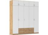Kleiderschrank RAUCH "Schrank Garderobe Wäscheschrank GAMMA in 4 Breiten 91-226 cm", weiß (eiche artisan, alpinweiß, griffe alu), B:226cm H:248cm T:54cm, Holzwerkstoff, Schränke, Kleiderschrank, mit Schubladen und Schrankaufsatz, schlichtes Design MADE IN GERMANY