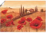 Wandbild ARTLAND "Mohnblumen in der Toskana", braun (farbe bild(er): braun), B:70cm H:50cm, Bilder, als Leinwandbild, Poster in verschied. Größen