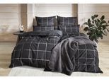 Bettwäsche OTTO HOME "Nature", schwarz, B/L: 155cm x 220cm, 1 Stk., 1 Stk., Renforcé, B/L: 80cm x 80cm, 2 Stk., Renforcé, Obermaterial: 100% Baumwolle, Bettwäsche, Bettwäsche, Bettwäsche in unregelmäßigem Karo-Muster