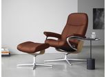 Relaxsessel STRESSLESS "Consul", braun (copper paloma), B:82cm H:102cm T:72cm, Leder PALOMA: PALOMA ist ein durchgefärbtes Semianilin-Möbelleder mit natürlicher Narbung., Sessel, Relaxsessel, mit Hocker, mit Cross Base, Größe S, M & L, Holzakzent Eiche