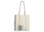 Shopper GABOR "Elfie Luxe", Damen, Gr. B/H/T: 29,5cm x 33cm x 10cm, weiß (snake beige), Polyurethan, Schlangenoptik, gemustert, Taschen Shopper, schwarz genarbtes Lederimitat und Leopardenoptik mit Pouch-Anhänger