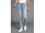 Skinny-fit-Jeans ARIZONA "Ultra-Stretch", Damen, Gr. 24, K + L Gr, blau (bleached), Denim/Jeans, Obermaterial: 74% Baumwolle, 24% Polyester, 2% Elasthan, Basic, extraeng lang, Jeans, extra-enger Beinverlauf, normale Leibhöhe, mit Eingrifftaschen, Topseller