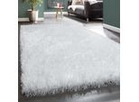 Hochflor-Teppich PACO HOME "Glamour 300" Gr. 2, weiß, B:80cm H:70mm L:150cm, Polyester, Teppiche, Uni Farben, mit weichem Glanz Garn, auch als Läufer erhältlich