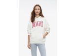 Kapuzenpullover MAVI "MAVI LOGO HOODED SWEATSHIRT", Damen, Gr. L, antique weiß, Stoff, 58% Baumwolle, 42% Polyester, oversize lang, ohne Ausschnitt, normaler Saum, Pullover Kapuzenpullover, Logo Sweatshirt