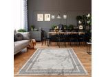 Teppich CARPET CITY "Noa 9273" Gr. 3, grau, B:120cm H:11mm L:170cm, Kunstfaser, Teppiche, Teppich, Läufer, Kurzflor, Modern, Weicher Flor, Pflegeleicht, Wohnzimmer