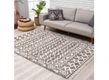 Hochflor-Teppich CARPET CITY "Pulpy 514" Gr. 35, grau, B:80cm H:30mm L:400cm, Kunstfaser, Teppiche, Fransenteppich, besonders weich, mit Fransen, Ethno Look