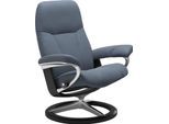 Relaxsessel STRESSLESS "Consul", blau (sparrow blau paloma), B:78cm H:97cm T:70cm, Leder BATICK: BATICK ist ein leicht korrigiertes, durchgefärbtes und genarbtes Möbelleder, bei dem die meisten Unebenheiten und Spuren in der Regel entfernt wurden.;Leder PALOMA: PALOMA ist ein durchgefärbtes Semianilin-Möbelleder mit natürlicher Narbung.;ROHLEDER Stoff Q2 FARON: Ein fester zuverlässiger Bouclé mit