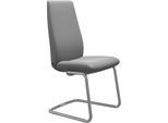 Polsterstuhl STRESSLESS "Laurel", grau (wild dove batick, schwarz matt), B:53cm H:105cm T:60cm, Leder BATICK: BATICK ist ein leicht korrigiertes, durchgefärbtes und genarbtes Möbelleder, bei dem die meisten Unebenheiten und Spuren in der Regel entfernt wurden., Stühle, Polsterstuhl, High Back, Größe L, mit Beinen aus Stahl in Schwarz matt