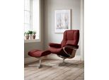 Relaxsessel STRESSLESS "Mayfair", rot (rot dinamica), B:79cm H:102cm T:73cm, Microfaser DINAMICA (88% Polyester, 12% Polyurethan), Sessel, Relaxsessel, mit Cross Base, Größe S, M & L, Holzakzent Eiche