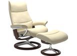 Relaxsessel STRESSLESS "View", beige (vanilla paloma), B:82cm H:109cm T:81cm, Leder BATICK: BATICK ist ein leicht korrigiertes, durchgefärbtes und genarbtes Möbelleder, bei dem die meisten Unebenheiten und Spuren in der Regel entfernt wurden.;Leder PALOMA: PALOMA ist ein durchgefärbtes Semianilin-Möbelleder mit natürlicher Narbung.;ROHLEDER Stoff Q2 FARON: Ein fester zuverlässiger Bouclé mit einem