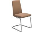 Polsterstuhl STRESSLESS "Laurel", braun (latte batick, chrom glänzend), B:53cm H:92cm T:59cm, Leder BATICK: BATICK ist ein leicht korrigiertes, durchgefärbtes und genarbtes Möbelleder, bei dem die meisten Unebenheiten und Spuren in der Regel entfernt wurden., Stühle, Polsterstuhl, Low Back, Größe M, mit Beinen aus Stahl in Chrom glänzend