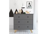 Schubkastenkommode MÖBILIA "Dolidoo", grau (grau, natur), B:95cm H:90cm T:50cm, MDF, Massivholz, Sideboards, Schubkastenkommode, im modernen Scandi Design