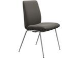 Polsterstuhl STRESSLESS "Laurel", grau (metal grau paloma, chrom glänzend), B:57cm H:92cm T:59cm, Leder PALOMA: PALOMA ist ein durchgefärbtes Semianilin-Möbelleder mit natürlicher Narbung., Stühle, Polsterstuhl, Low Back, Größe L, mit Beinen aus Stahl in Chrom glänzend