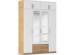 Kleiderschrank RAUCH "Schrank Garderobe Wäscheschrank GAMMA in 4 Breiten 91-226 cm", weiß (eiche artisan, alpinweiß, griffe chrom), B:181cm H:248cm T:54cm, Holzwerkstoff, Schränke, Kleiderschrank, mit Schubladen und Schrankaufsatz sowie Spiegel MADE IN GERMANY