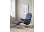 Relaxsessel STRESSLESS "Sunrise", blau (sparrow blau paloma), B:92cm H:105cm T:80cm, Leder PALOMA: PALOMA ist ein durchgefärbtes Semianilin-Möbelleder mit natürlicher Narbung., Sessel, Relaxsessel, mit Cross Base, Größe S, M & L, Holzakzent Wenge