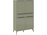 Highboard "Reno", olivgrün matt lack, glas olivgrün glanz, B:92cm H:155cm T:42cm, Glas, Holzwerkstoff, SET ONE BY MUSTERRING, Sideboards, Highboard, Mit Winkelfuß in diversen Farben, 155 cm Höhe & Farbauswahl
