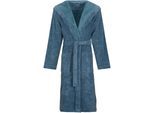 Unisex-Bademantel VOSSEN "Lynn" Gr. XL, blau (polo blau), L:120cm, Wirkvelours, Hausmäntel, Unisex-Bademantel, für Damen & Herren, mit Kapuze, aus Microfaser