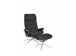 Relaxsessel STRESSLESS "London", schwarz (schwarz batick), B:80cm H:116cm T:71cm, Leder BATICK: durchgefärbtes und genarbtes Möbelleder;Leder PALOMA: PALOMA ist ein durchgefärbtes Semianilin-Möbelleder mit natürlicher Narbung.;ROHLEDER Stoff Q2 FARON (100% Polyester im Flor, Grundgewebe: 50% Polyester, 50% Polyacryl), Sessel, Relaxsessel, mit Hocker, High Back, mit Star Base, Gestell Chrom
