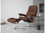 Relaxsessel STRESSLESS "Consul", braun (copper paloma), B:91cm H:102cm T:79cm, Leder PALOMA: PALOMA ist ein durchgefärbtes Semianilin-Möbelleder mit natürlicher Narbung., Sessel, Relaxsessel, mit Hocker, mit Cross Base, Größe S, M & L, Holzakzent Eiche