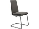Polsterstuhl STRESSLESS "Laurel", grau (metal grau paloma, chrom glänzend), B:53cm H:92cm T:59cm, Leder PALOMA: PALOMA ist ein durchgefärbtes Semianilin-Möbelleder mit natürlicher Narbung., Stühle, Polsterstuhl, Low Back, Größe M, mit Beinen aus Stahl in Chrom glänzend